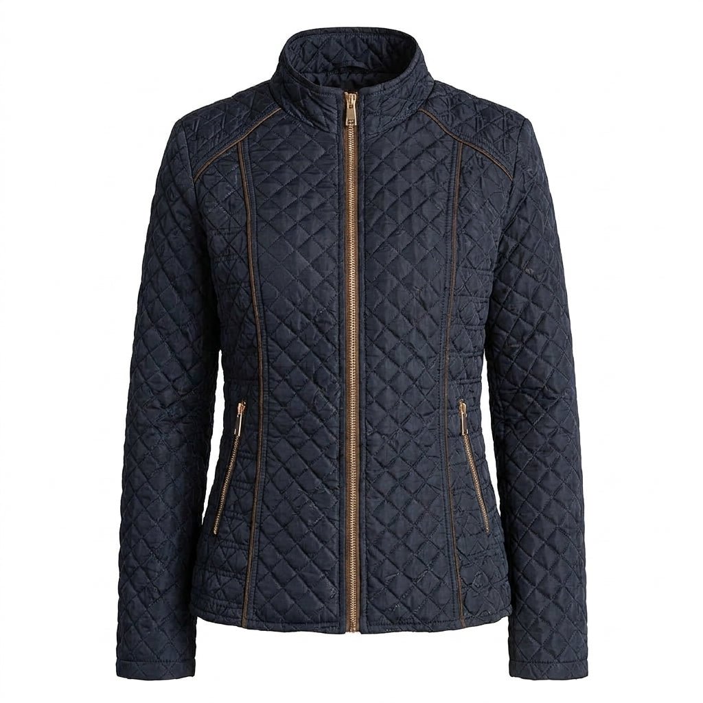 Women's Quilted Jacket for Winter – Zip Up with Stand Collar and Side Pockets - We are MFEO