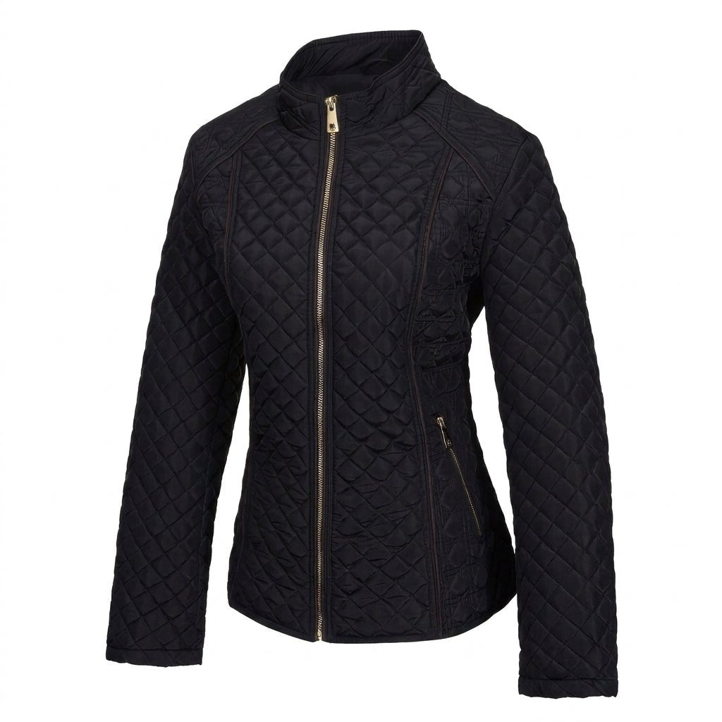 Women's Quilted Jacket for Winter – Zip Up with Stand Collar and Side Pockets - We are MFEO