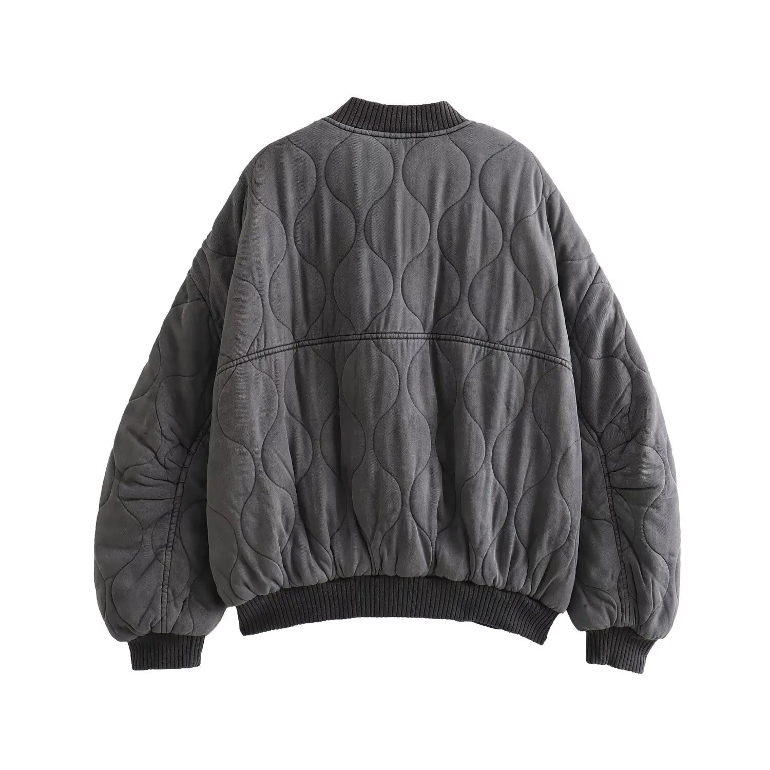Women's Quilted Jacket – Oversized Bomber Coat with Pockets - We are MFEO