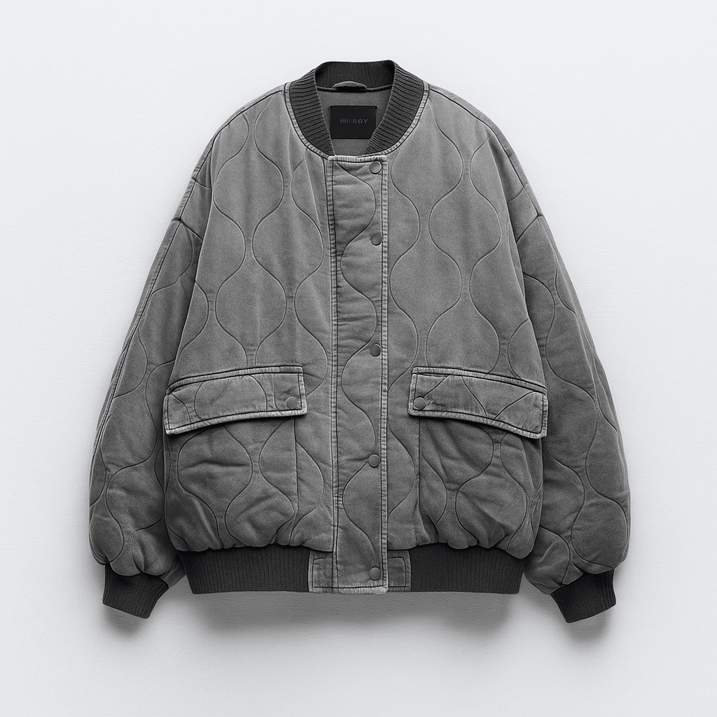Women's Quilted Jacket – Oversized Bomber Coat with Pockets - We are MFEO