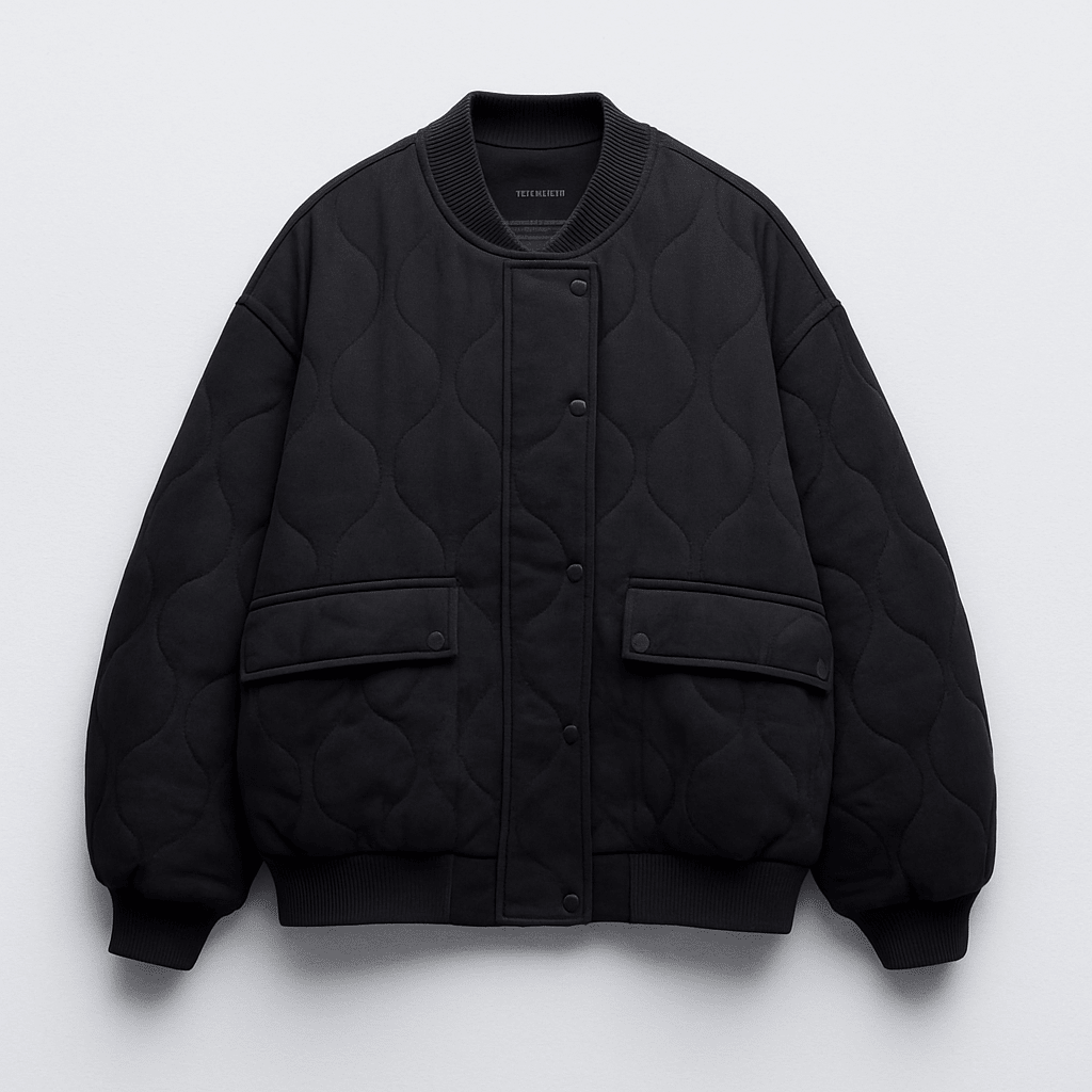 Women's Quilted Jacket – Oversized Bomber Coat with Pockets - We are MFEO