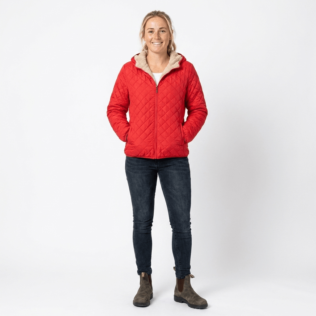 Women's Quilted Jacket with Hood – Lightweight Zip-Up - We are MFEO