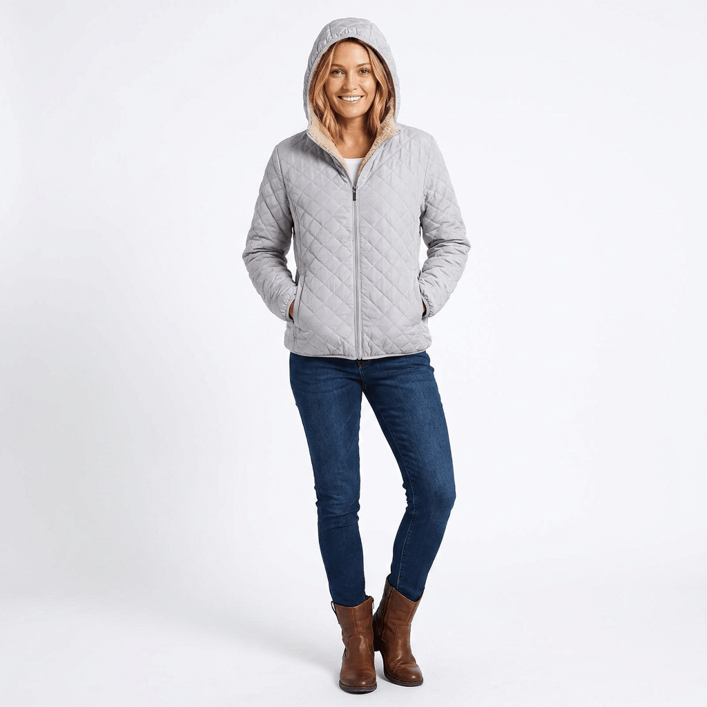 Women's Quilted Jacket with Hood – Lightweight Zip-Up - We are MFEO