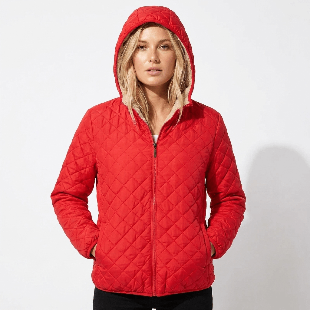Women's Quilted Jacket with Hood – Lightweight Zip-Up - We are MFEO