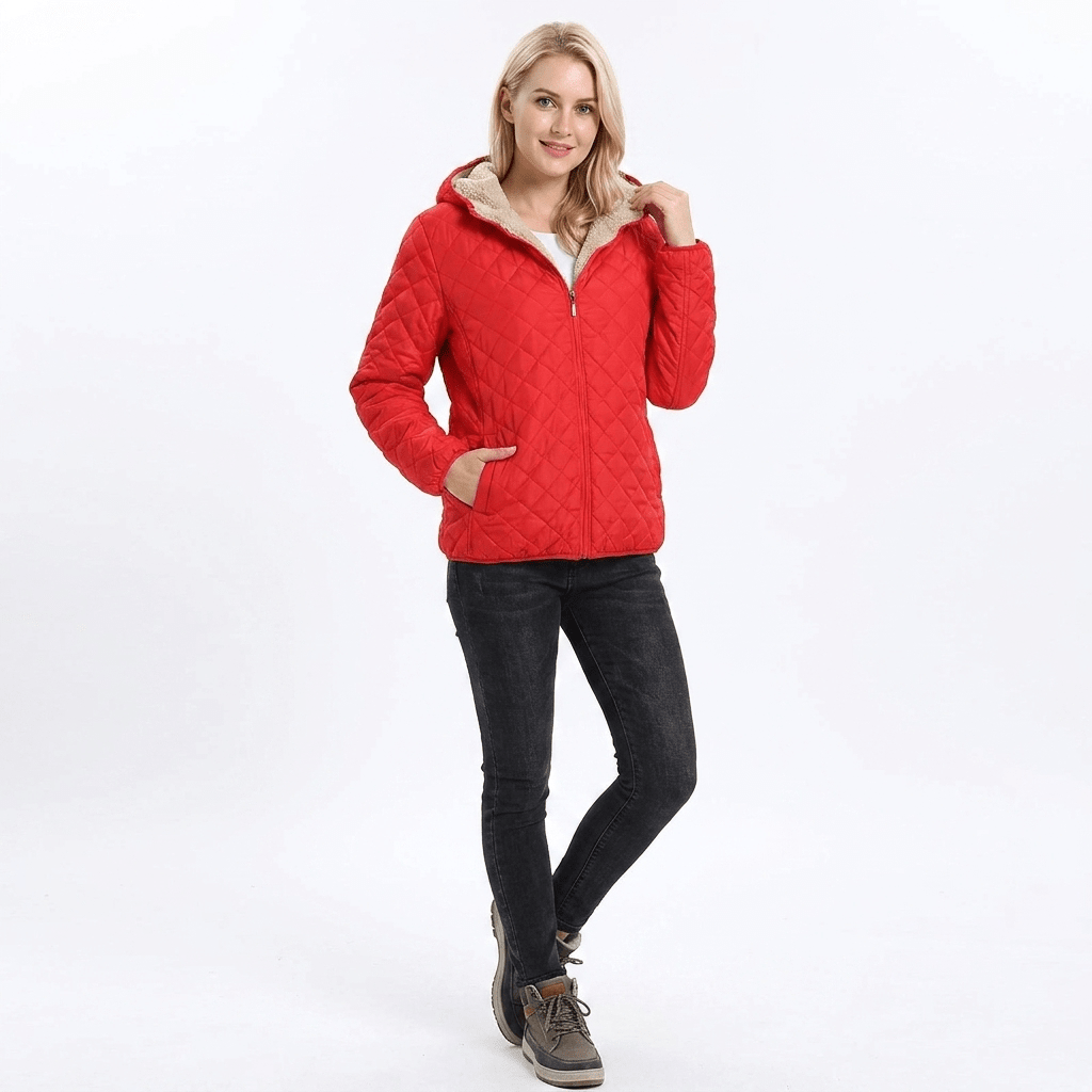 Women's Quilted Jacket with Hood – Lightweight Zip-Up - We are MFEO