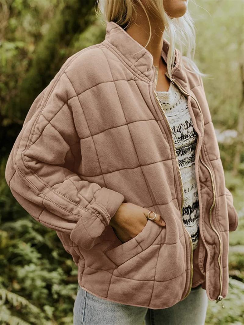 Women's Quilted Jacket with Zip Front – Casual Layer for Cooler Months, Relaxed Fit - We are MFEO
