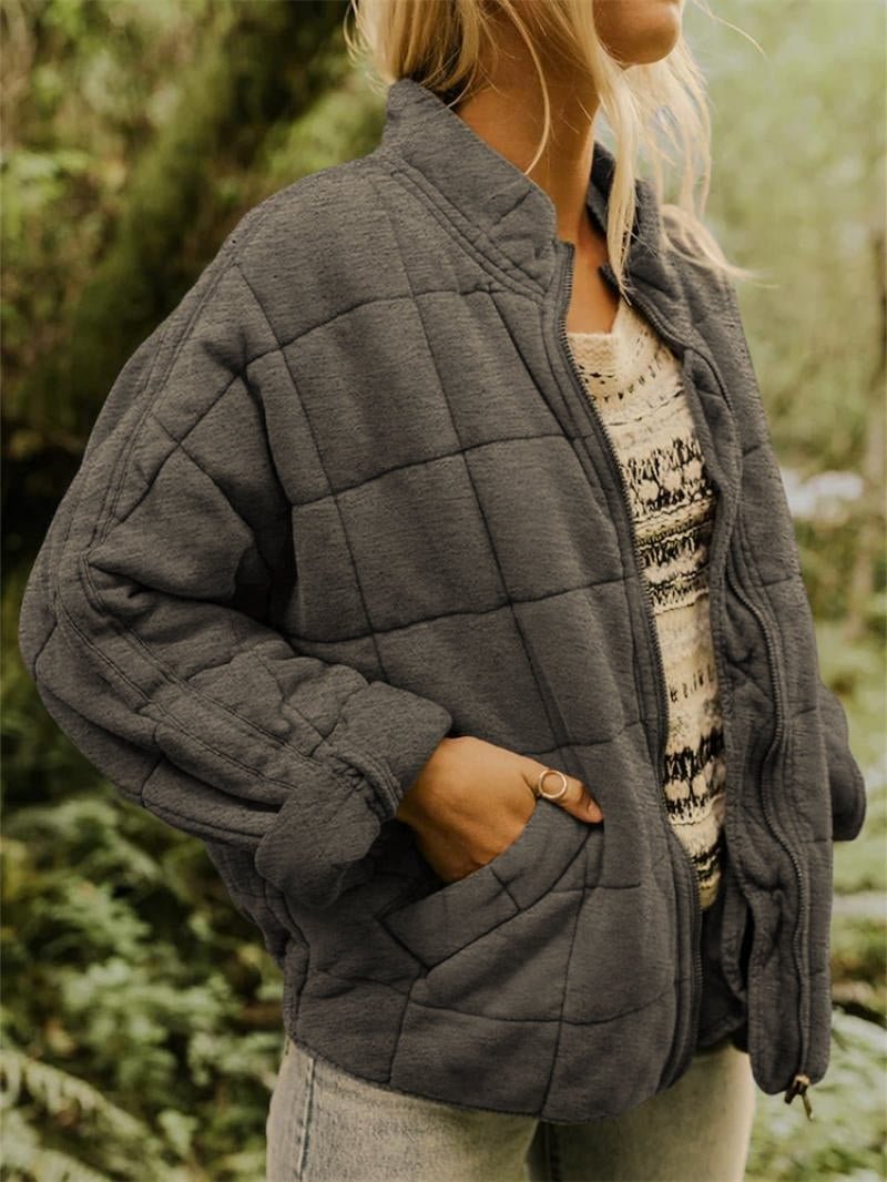 Women's Quilted Jacket with Zip Front – Casual Layer for Cooler Months, Relaxed Fit - We are MFEO