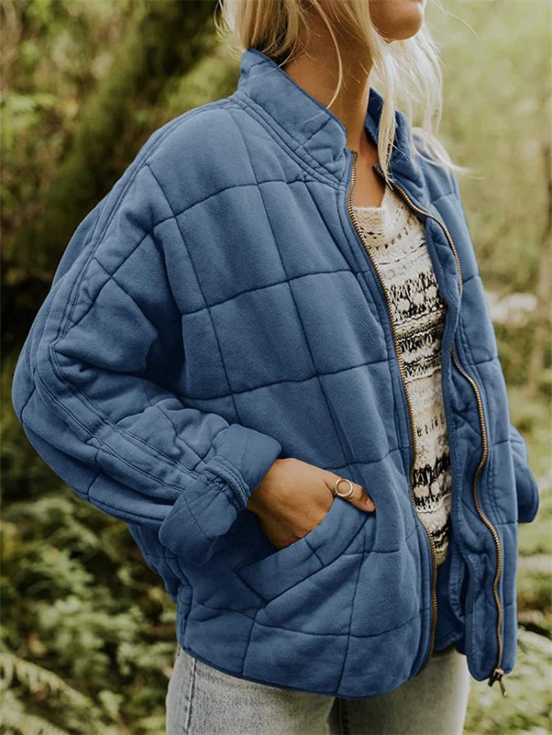 Women's Quilted Jacket with Zip Front – Casual Layer for Cooler Months, Relaxed Fit - We are MFEO