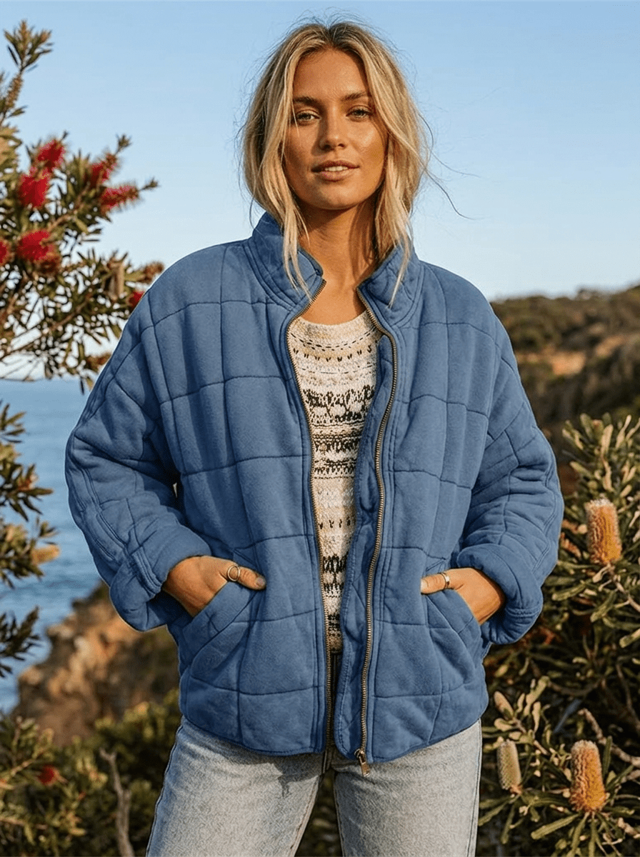 Women's Quilted Jacket with Zip Front – Casual Layer for Cooler Months, Relaxed Fit - We are MFEO