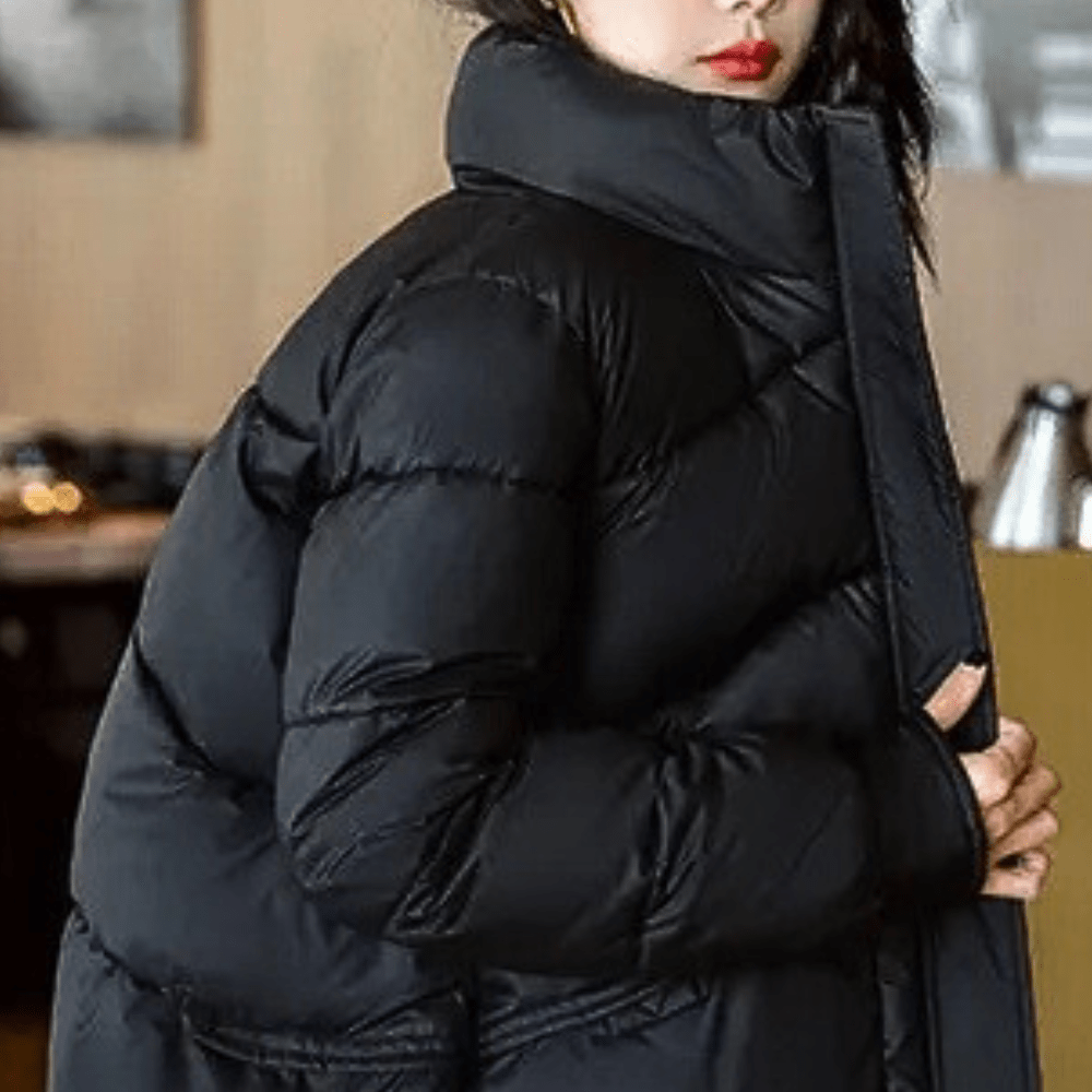 Women's Quilted Puffer Jacket – Cropped Winter Coat with Stand Collar - We are MFEO