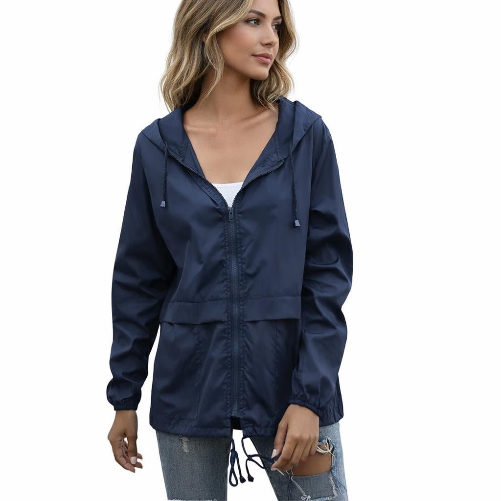 Women's Rain Jacket with Adjustable Hood – Lightweight and Waterproof - We are MFEO