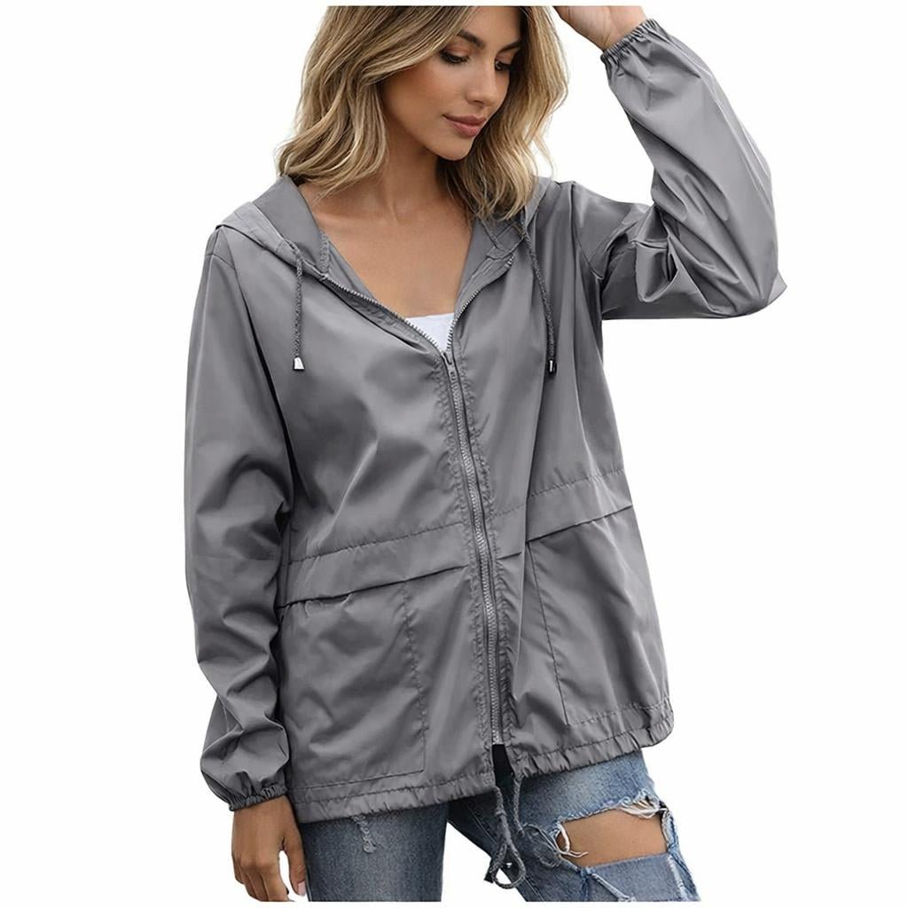 Women's Rain Jacket with Adjustable Hood – Lightweight and Waterproof - We are MFEO