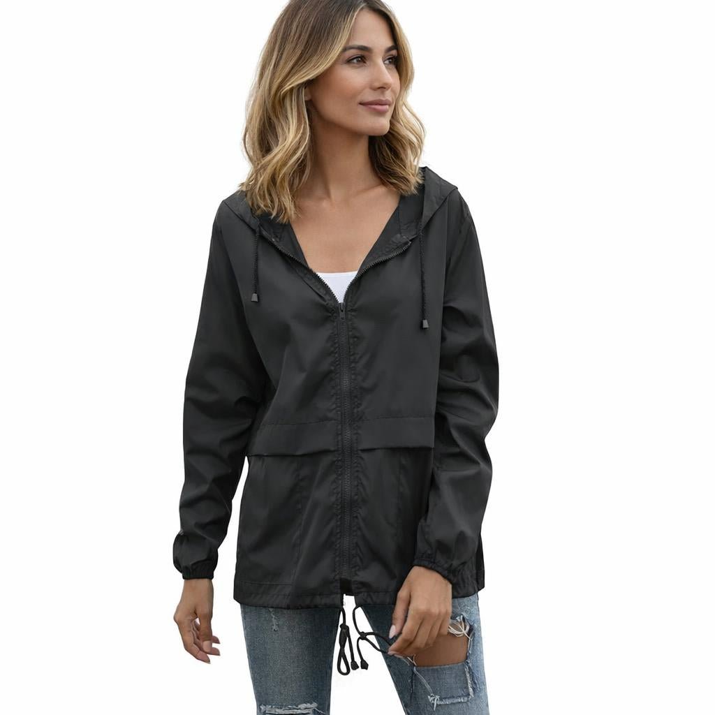 Women's Rain Jacket with Adjustable Hood – Lightweight and Waterproof - We are MFEO