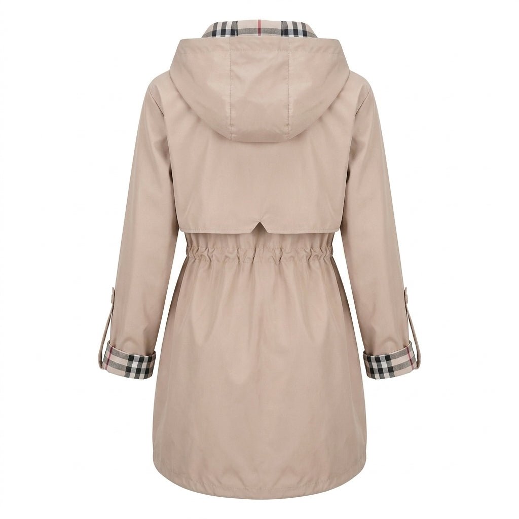 Women's Rain Jacket with Hood – Waterproof with Drawstring Waist and Plaid Lining - We are MFEO