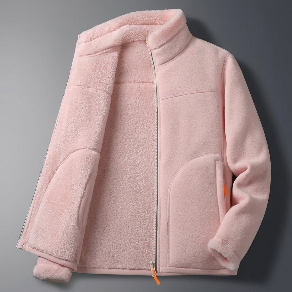 Women's Reversible Winter Jacket – Plush Zip-Up with Stand Collar - We are MFEO