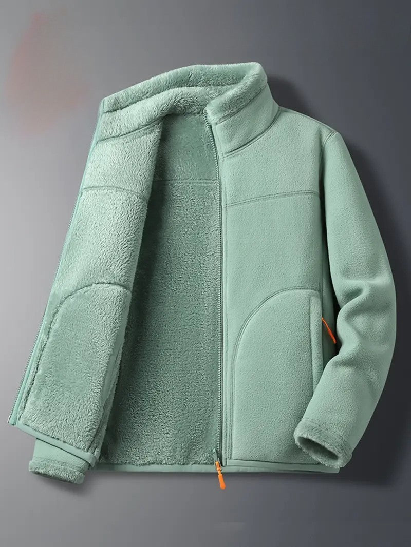 Women's Reversible Winter Jacket – Plush Zip-Up with Stand Collar - We are MFEO