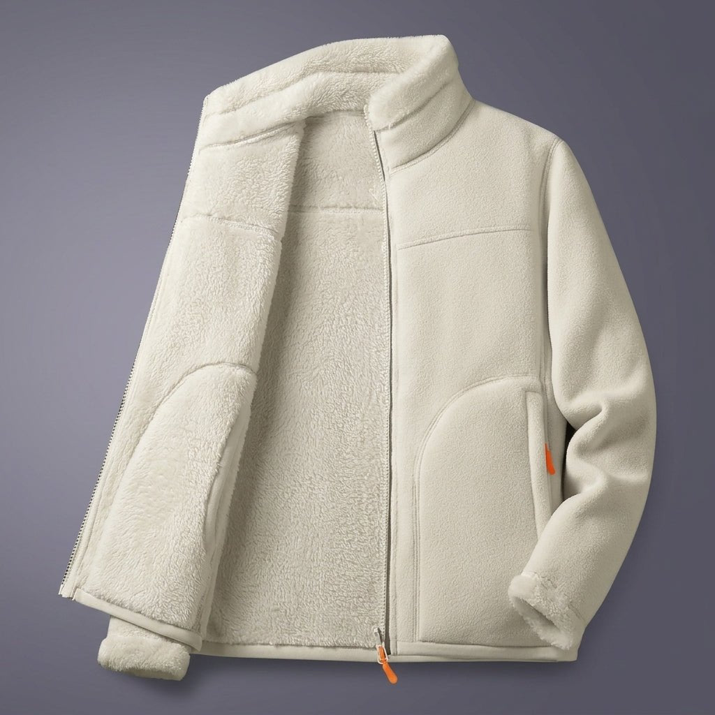 Women's Reversible Winter Jacket – Plush Zip-Up with Stand Collar - We are MFEO