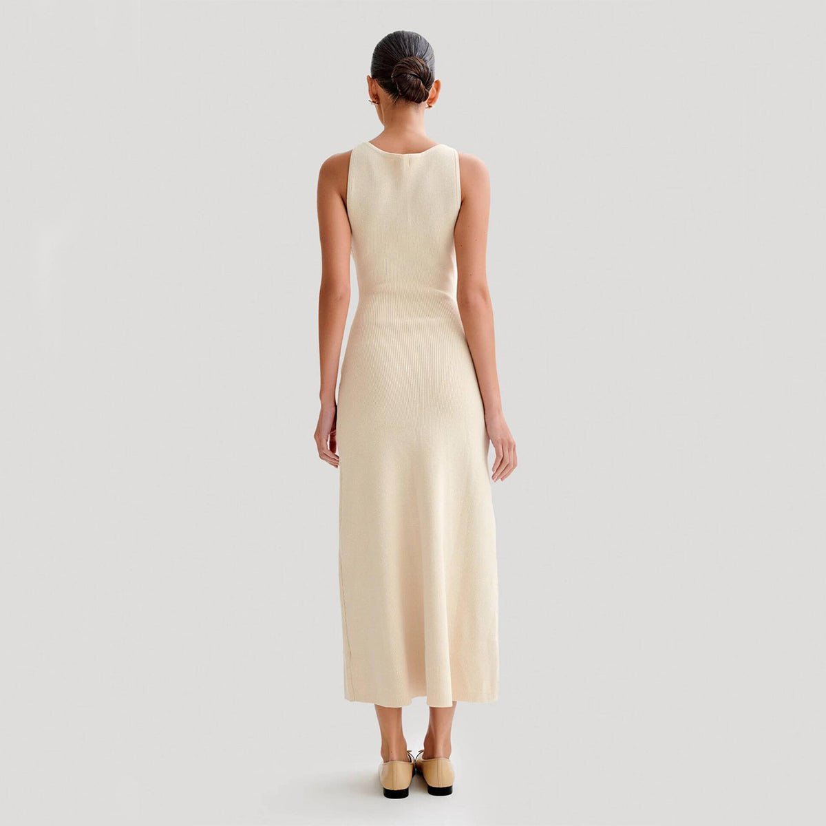 Women's Sleeveless Maxi Dress – Ribbed Knit with Button Front and Flap Pockets - We are MFEO