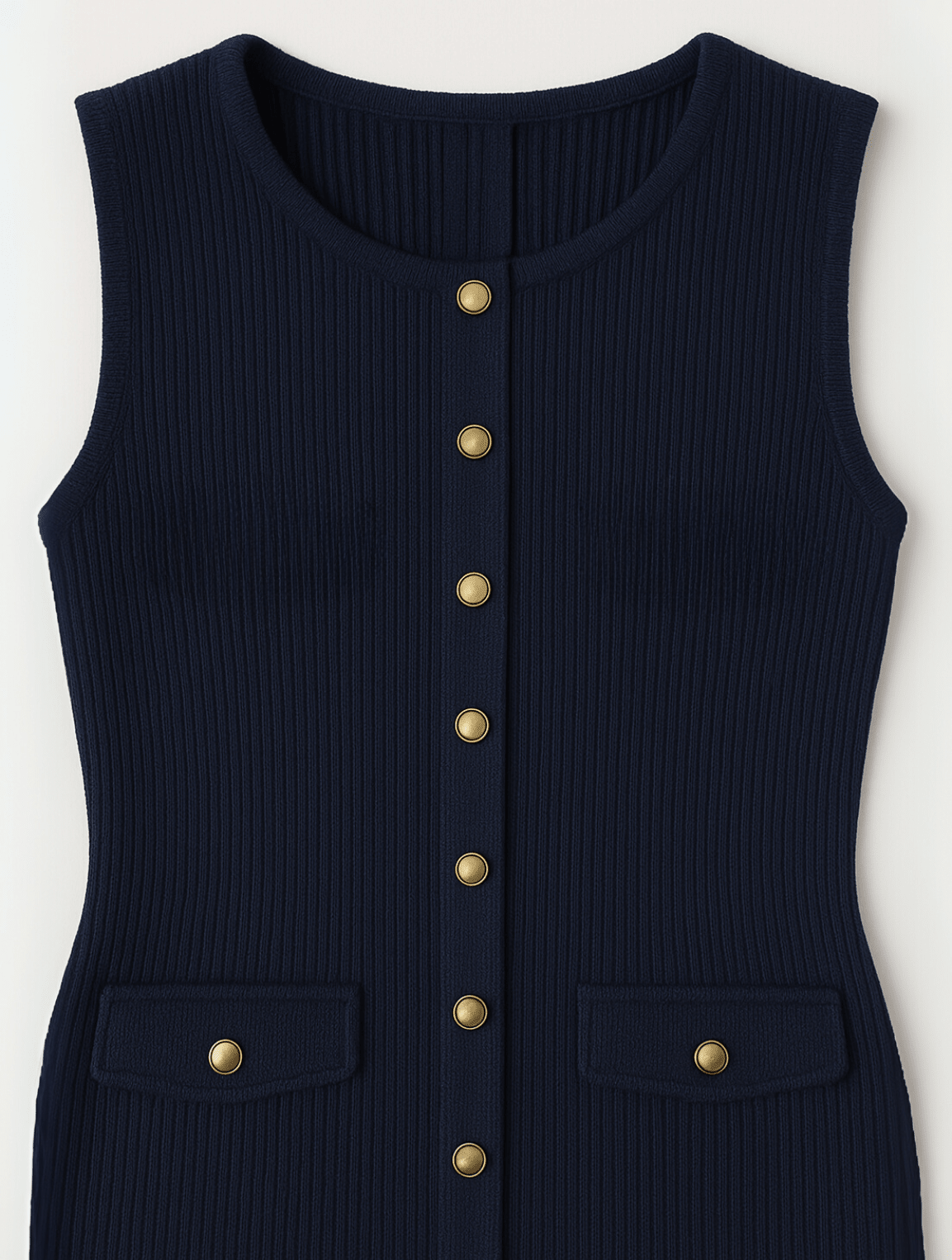 Women's Sleeveless Maxi Dress – Ribbed Knit with Button Front and Flap Pockets - We are MFEO