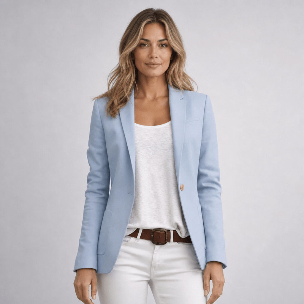 Women's Slim Fit Blazer with Notched Lapels – Single Button Closure - We are MFEO