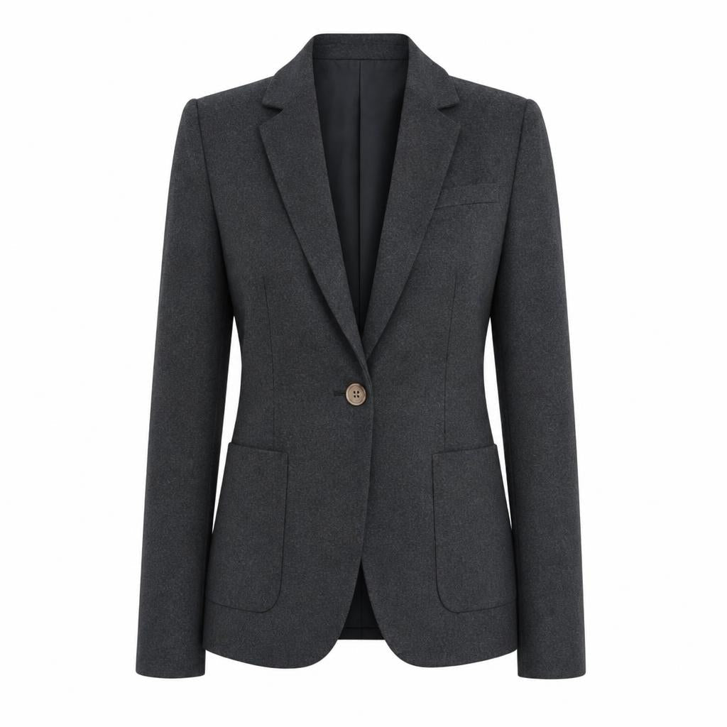 Women's Slim Fit Blazer with Notched Lapels – Single Button Closure - We are MFEO