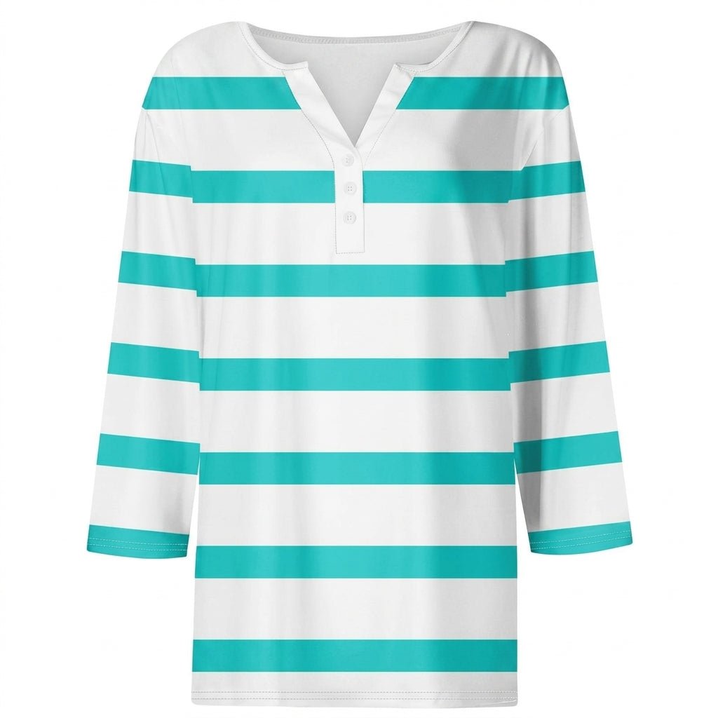 Women's Striped V-Neck Top – Lightweight and Breathable - We are MFEO