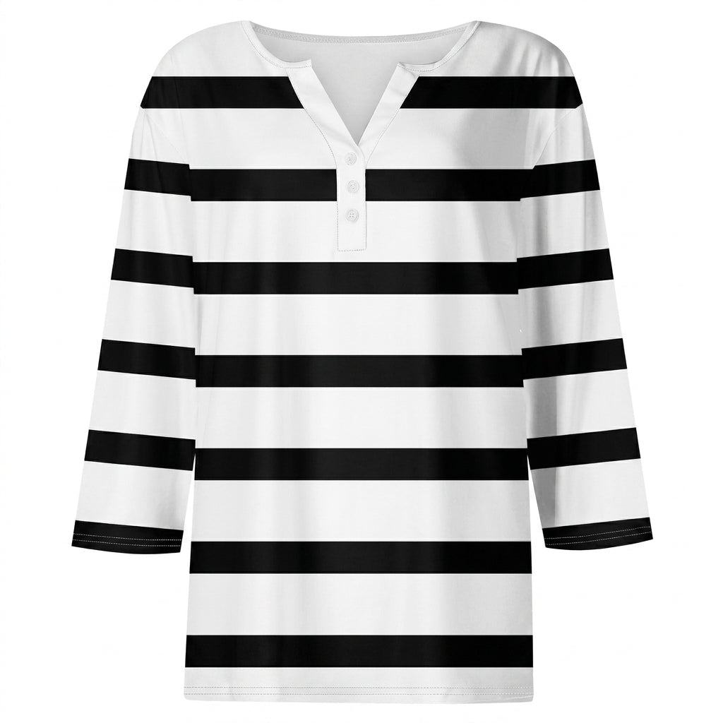 Women's Striped V-Neck Top – Lightweight and Breathable - We are MFEO