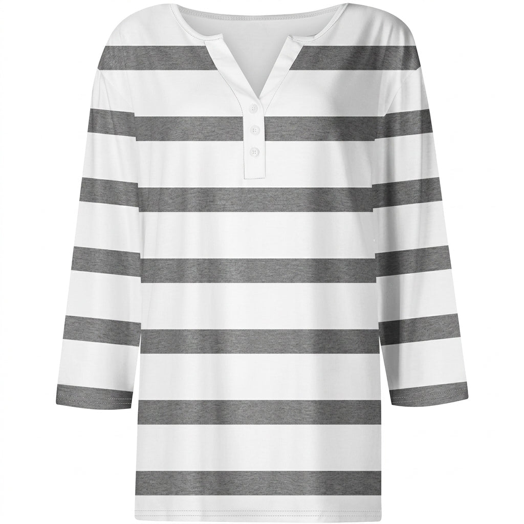 Women's Striped V-Neck Top – Lightweight and Breathable - We are MFEO