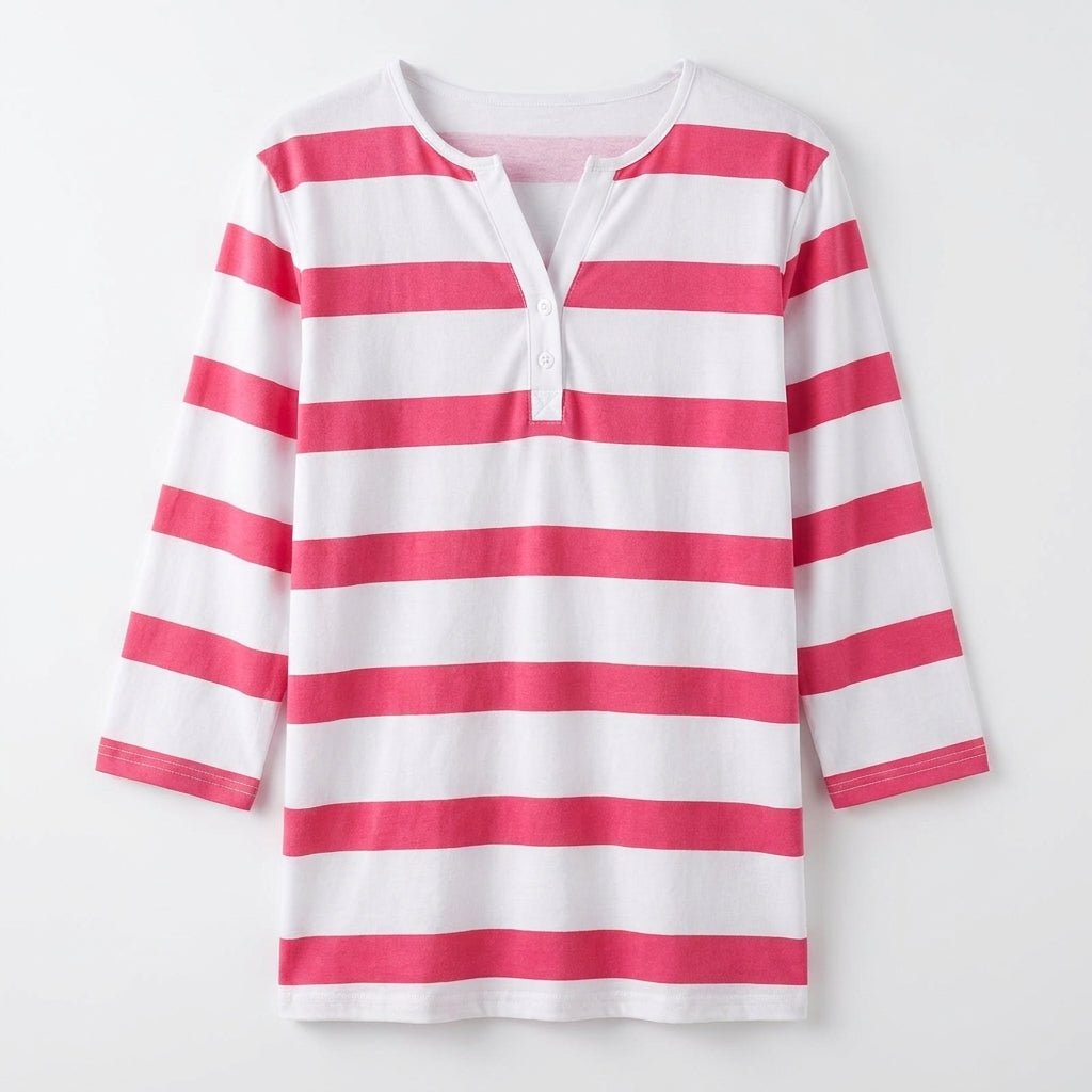Women's Striped V-Neck Top – Lightweight and Breathable - We are MFEO