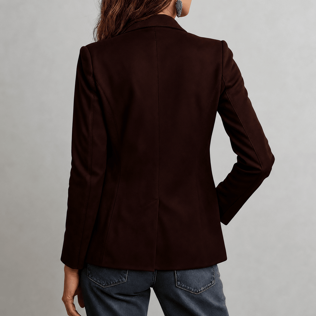 Women's Suede Blazer with Notched Lapel – Relaxed Fit with Functional Patch Pockets - We are MFEO