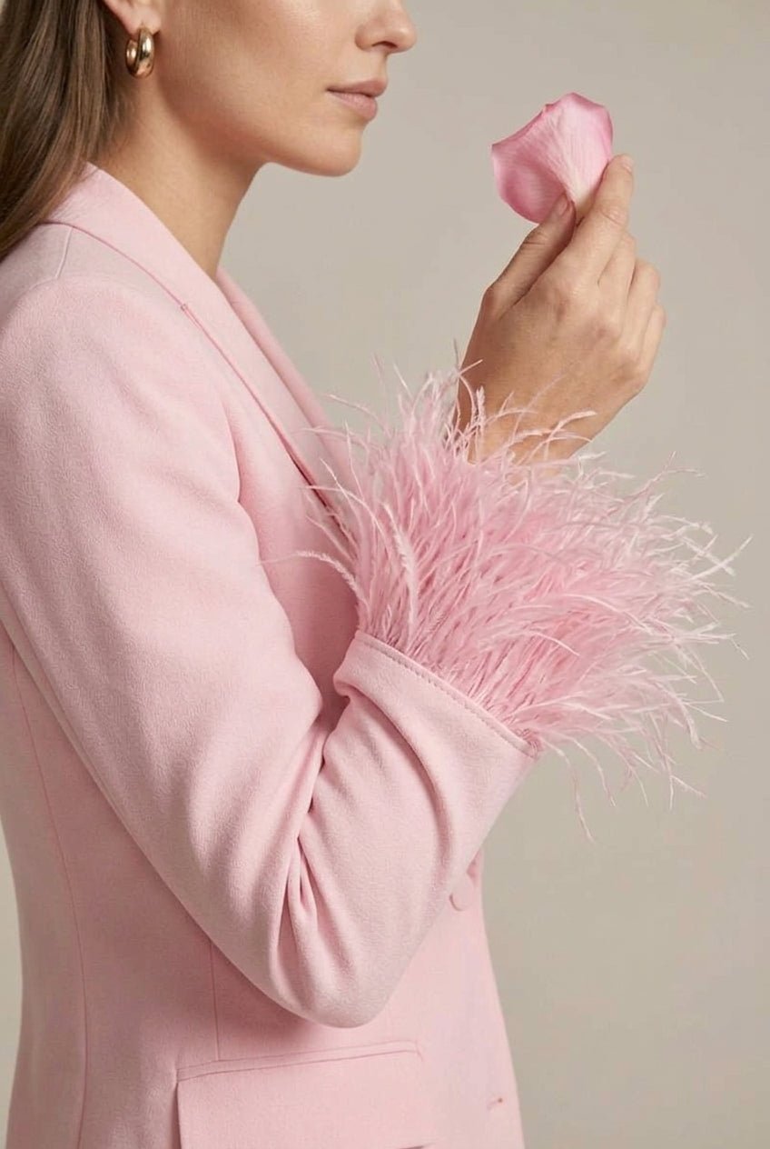 Women's Suit – Tailored Blazer with Feather Cuffs and Straight Leg Trousers - We are MFEO