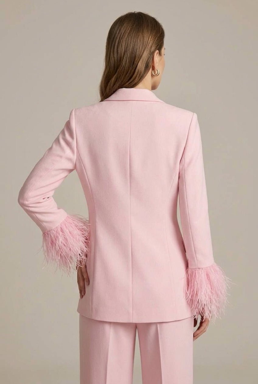 Women's Suit – Tailored Blazer with Feather Cuffs and Straight Leg Trousers - We are MFEO