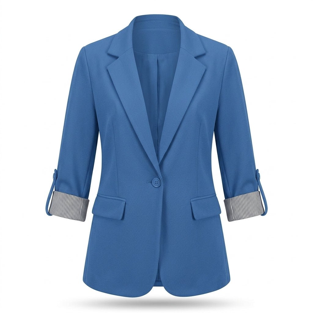 Women's Tailored Blazer – Classic Single-Breasted Design with Roll-Up Sleeves - We are MFEO