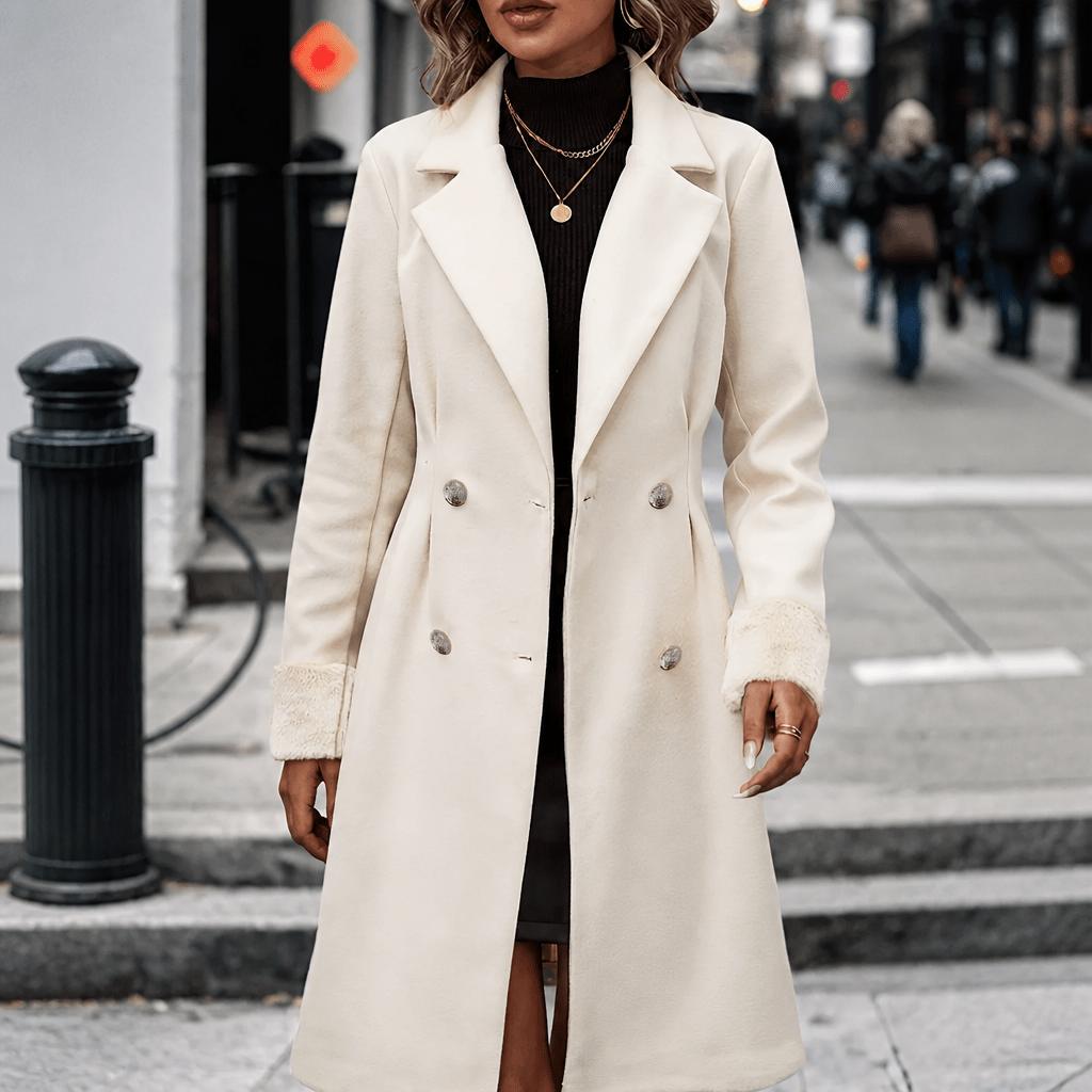 Women's Trench Coat – Double Breasted Midi Length, Notched Lapel Design - We are MFEO