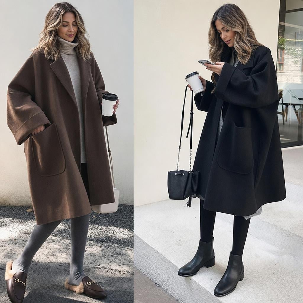 Women's Trench Coat for Winter – Oversized with Lapel Collar and Pockets - We are MFEO
