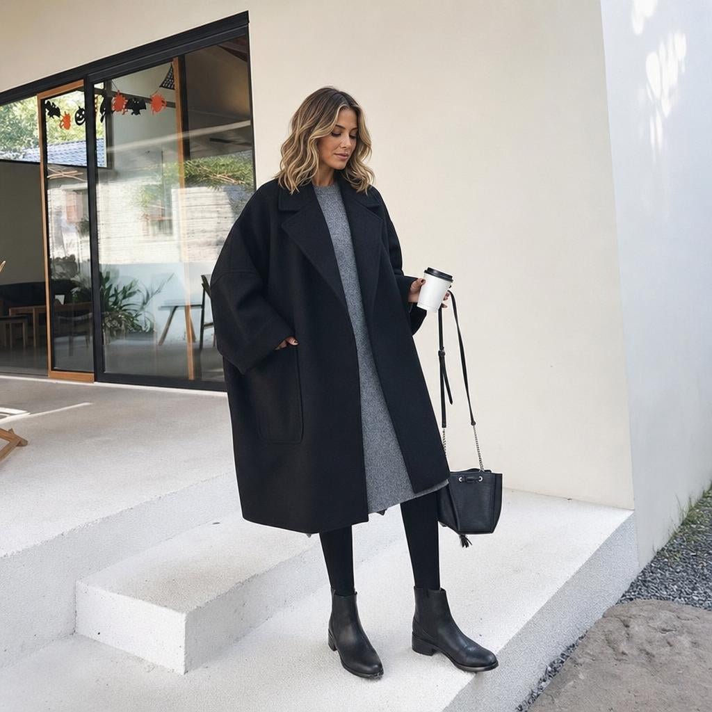 Women's Trench Coat for Winter – Oversized with Lapel Collar and Pockets - We are MFEO