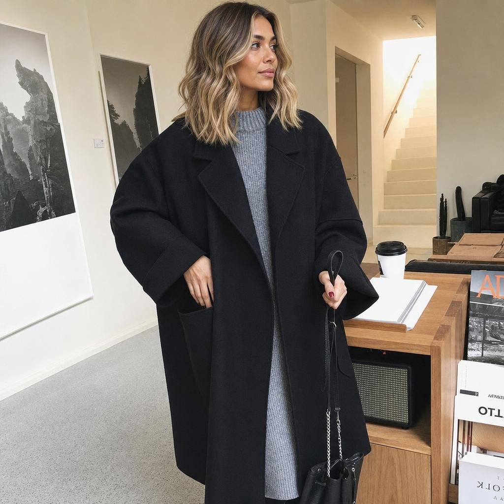 Women's Trench Coat for Winter – Oversized with Lapel Collar and Pockets - We are MFEO