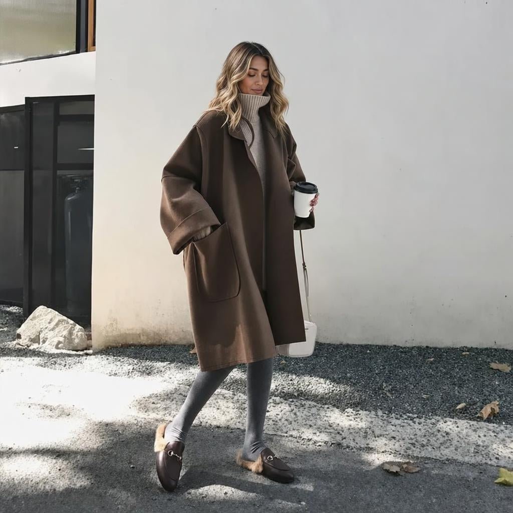 Women's Trench Coat for Winter – Oversized with Lapel Collar and Pockets - We are MFEO