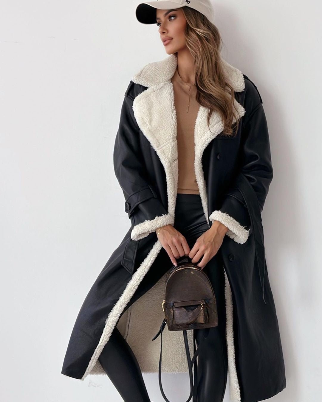 Women's Trench Coat for Winter – Oversized with Self-Tie Belt and Contrast Trim - We are MFEO
