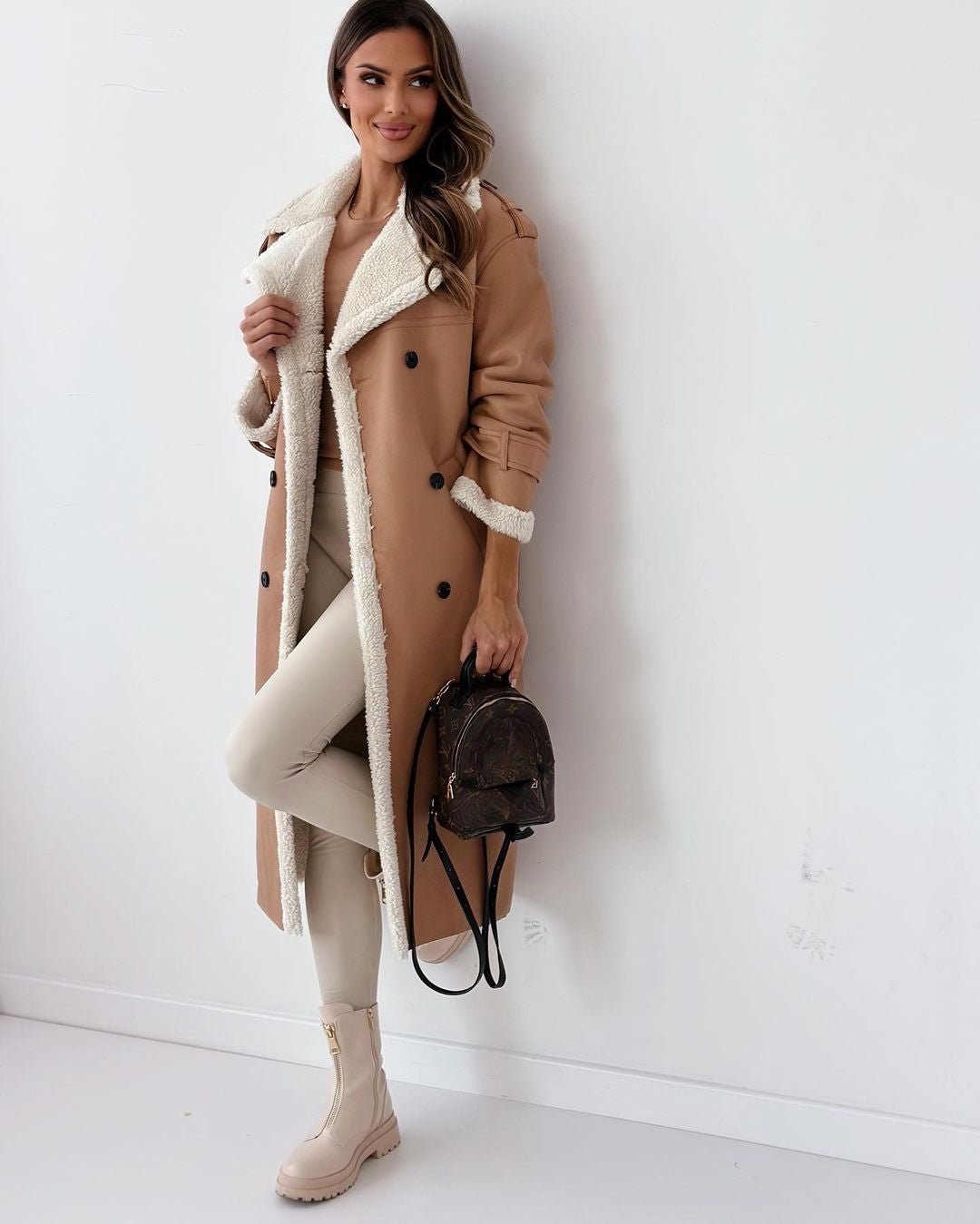 Women's Trench Coat for Winter – Oversized with Self-Tie Belt and Contrast Trim - We are MFEO