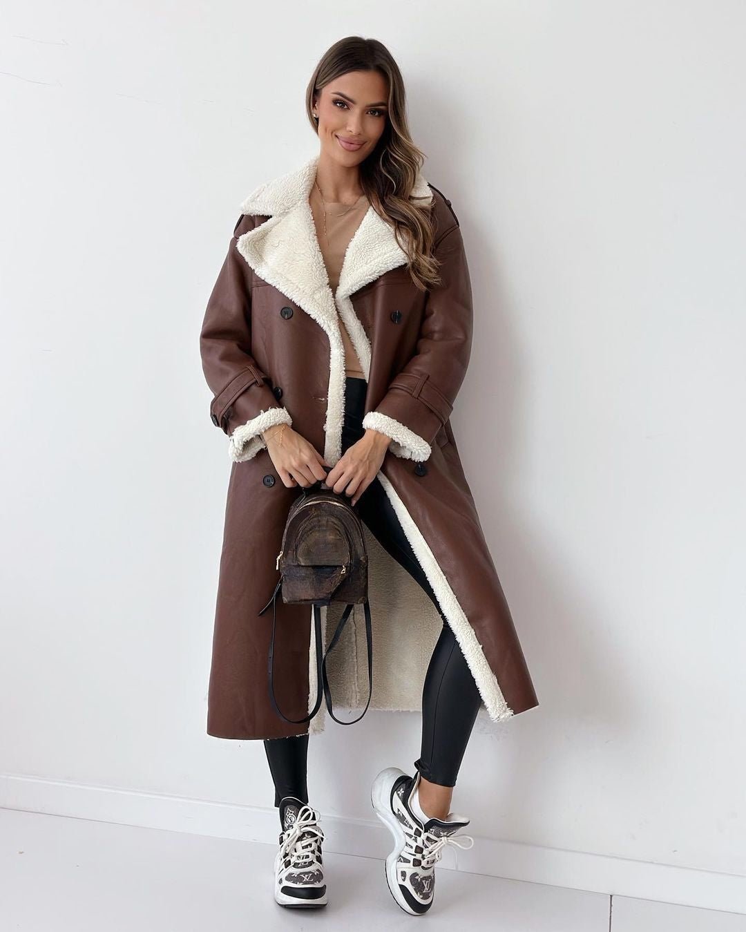 Women's Trench Coat for Winter – Oversized with Self-Tie Belt and Contrast Trim - We are MFEO