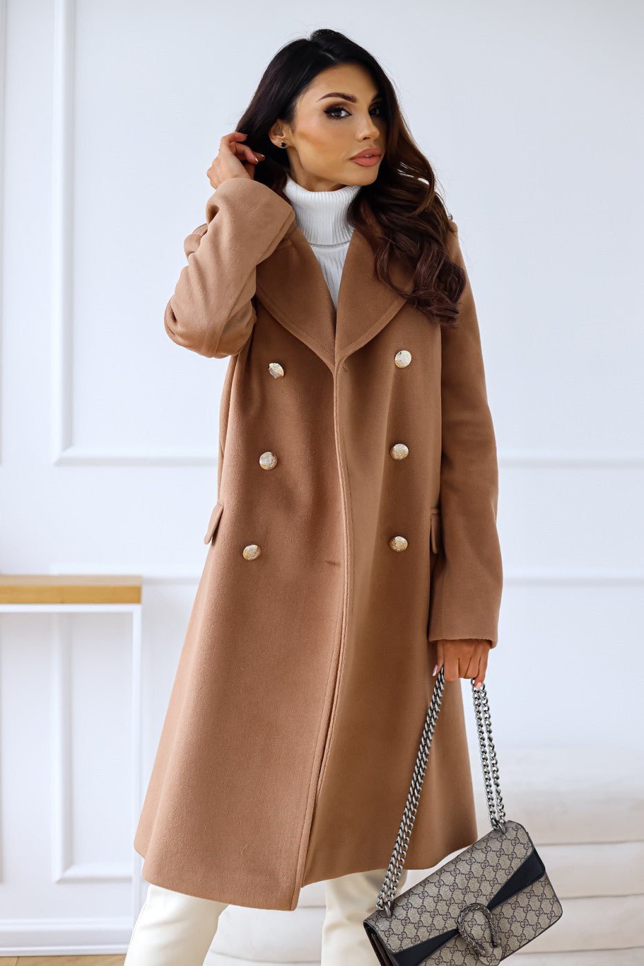 Women's Trench Coat – Long Double-Breasted Winter Outerwear with Pockets - We are MFEO