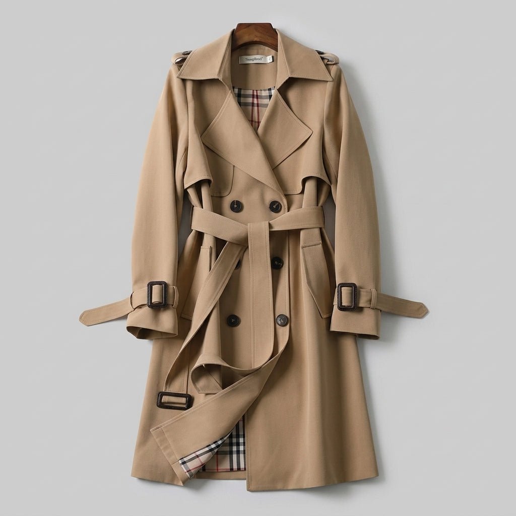 Women's Trench Coat – Longline Belted Design for Winter, Double Breasted Style - We are MFEO