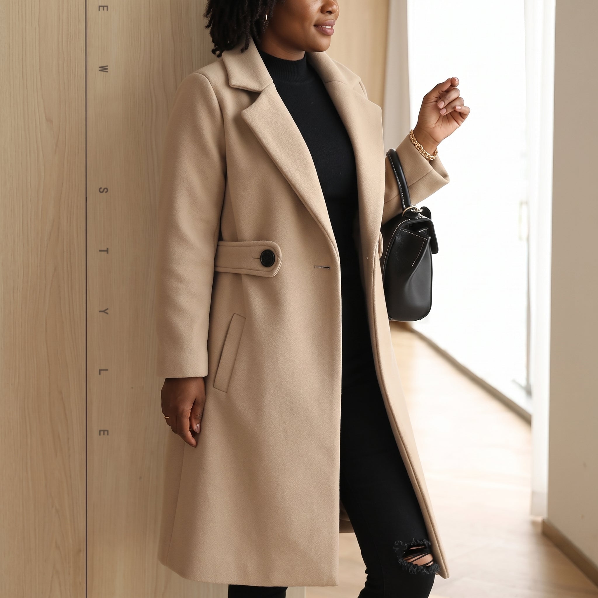 Women's Trench Coat – Tailored Long Fit with Wide Lapel - We are MFEO