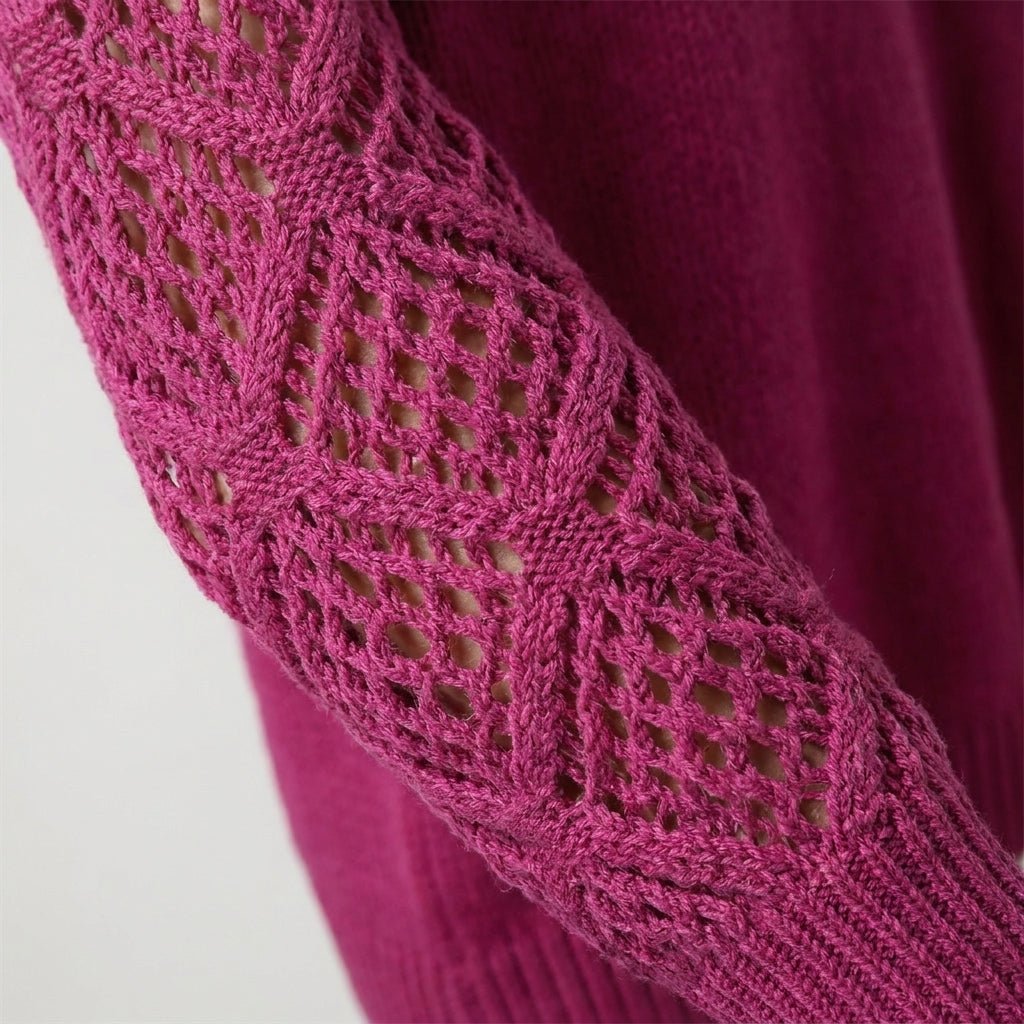 Women's V-Neck Knit Sweater – Open Sleeve Design - We are MFEO