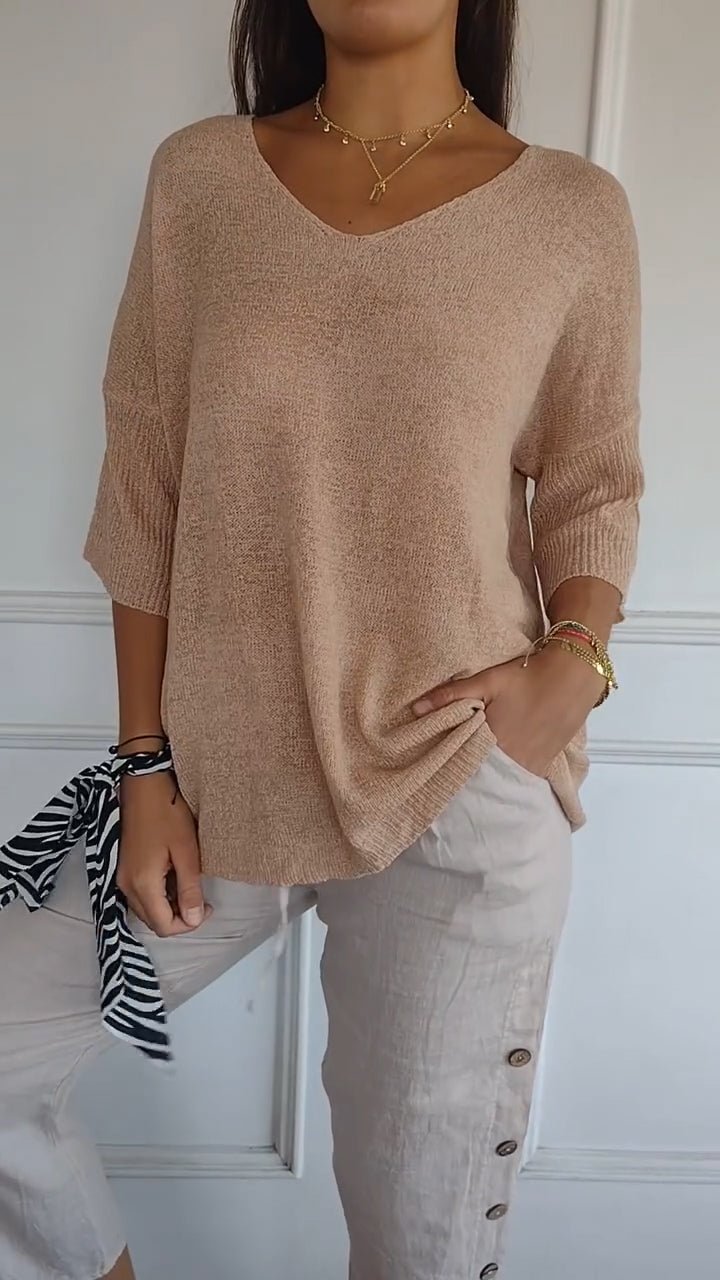 Women's V-Neck Pullover Top – Relaxed Fit Casual Style for Everyday Wear - We are MFEO