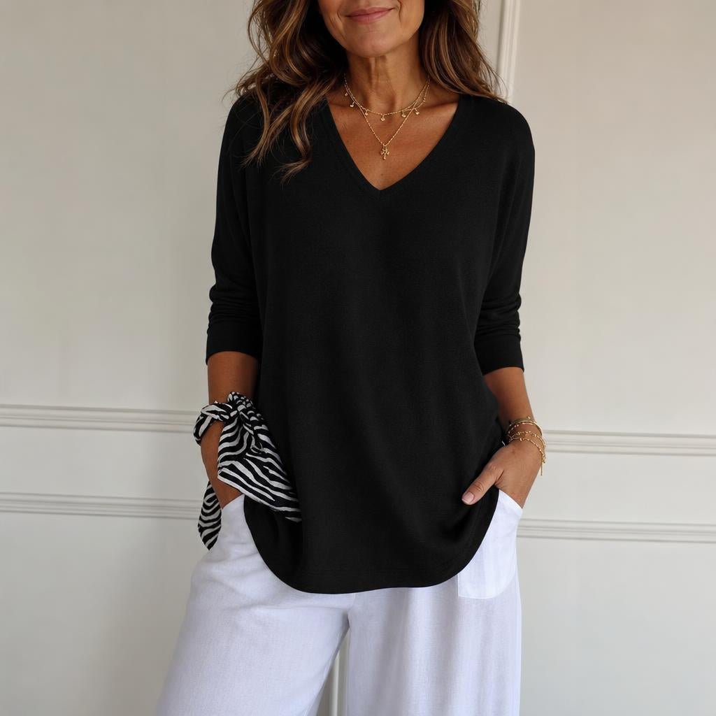 Women's V-Neck Pullover Top – Relaxed Fit Casual Style for Everyday Wear - We are MFEO