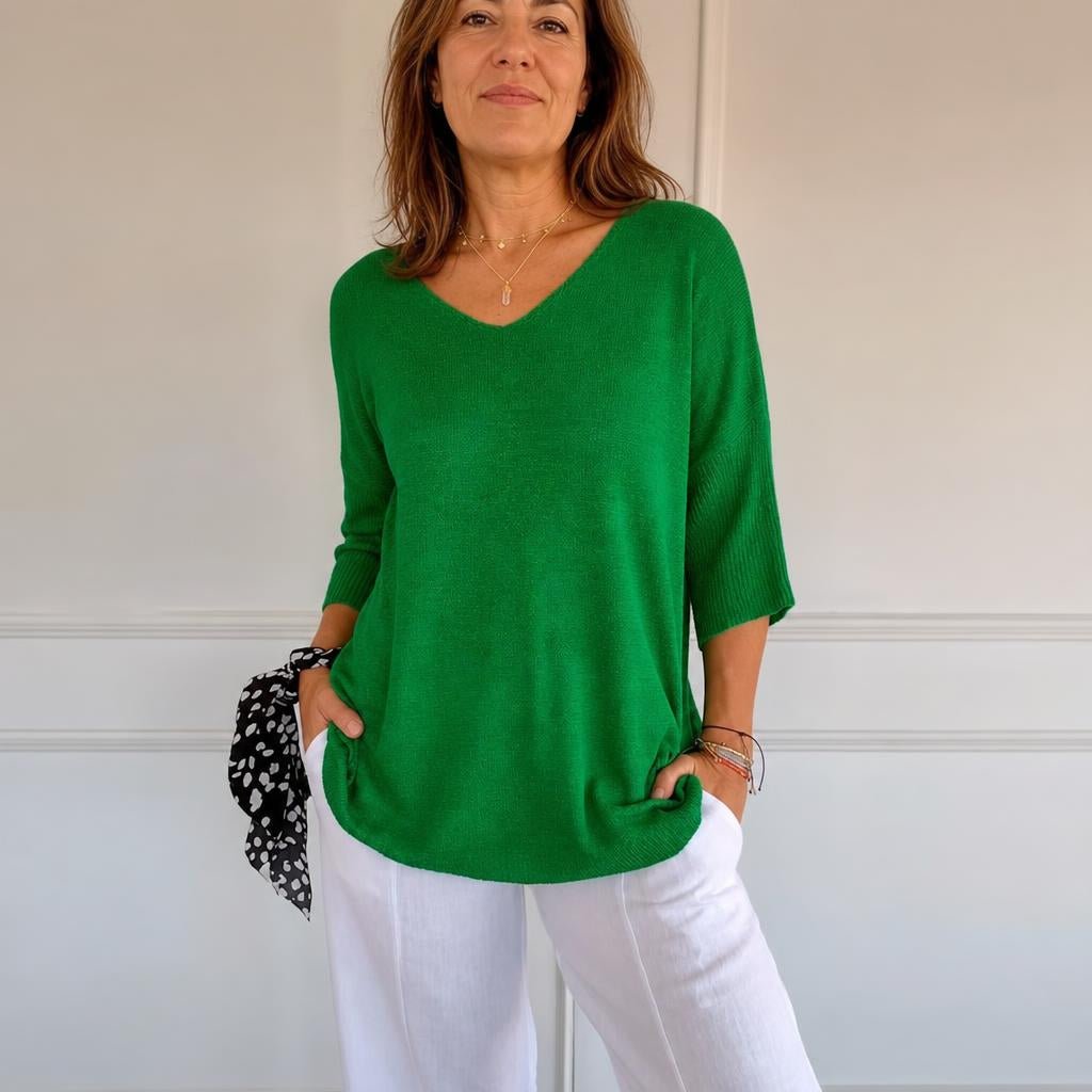 Women's V-Neck Pullover Top – Relaxed Fit Casual Style for Everyday Wear - We are MFEO