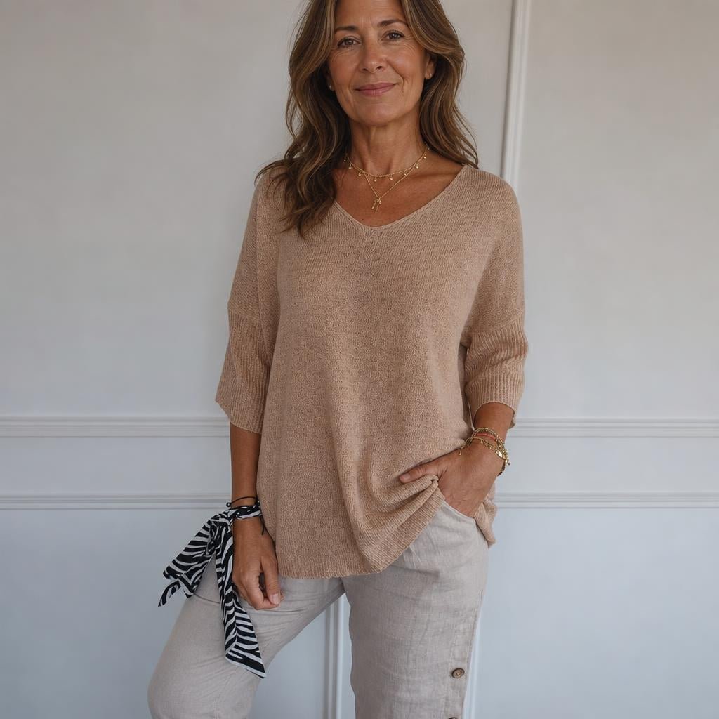 Women's V-Neck Pullover Top – Relaxed Fit Casual Style for Everyday Wear - We are MFEO