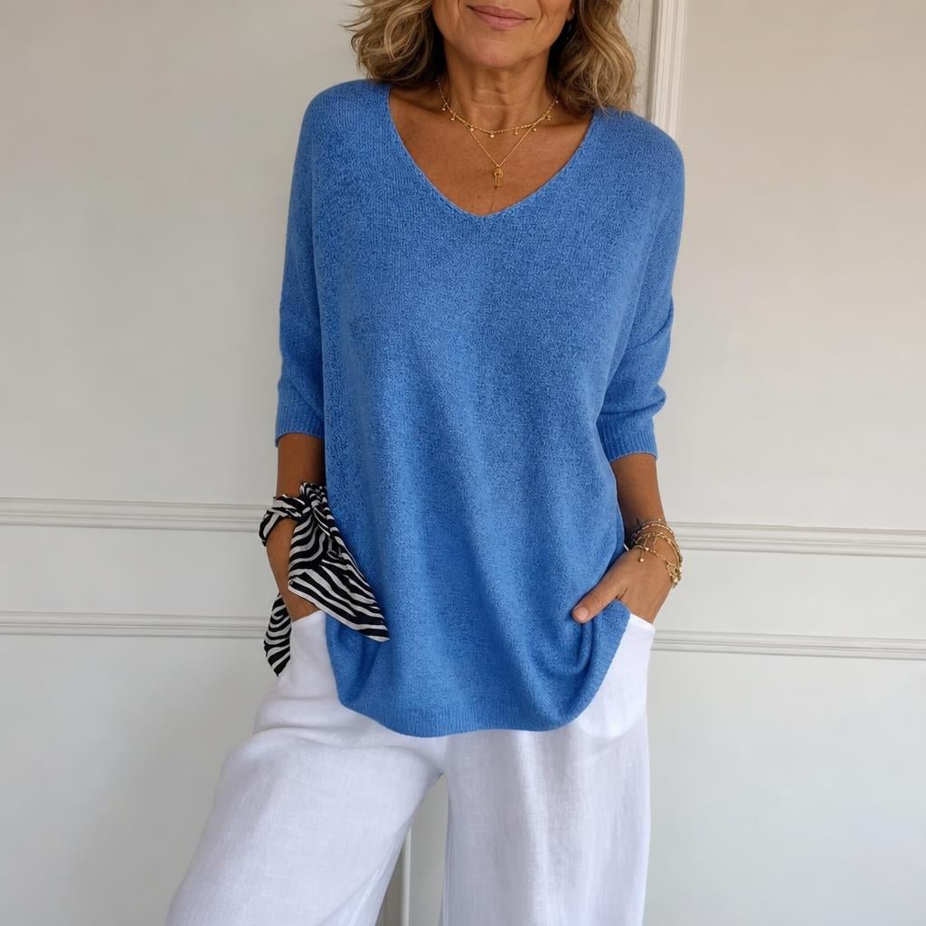 Women's V-Neck Pullover Top – Relaxed Fit Casual Style for Everyday Wear - We are MFEO
